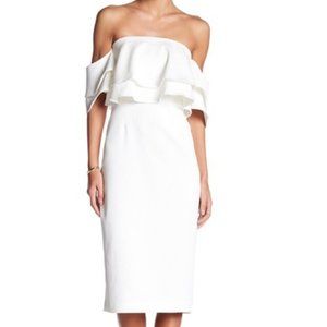 Keepsake The Label Serenity Ruffle Off The Shoulder Tiered Dress Ivory NWT